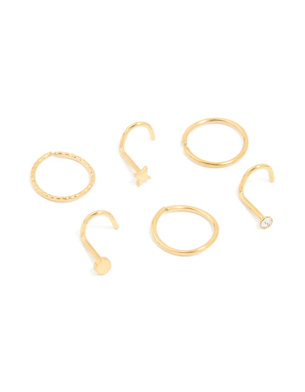 Surgical Steel Nose Stud & Ring 6-Pack sold by lovisa