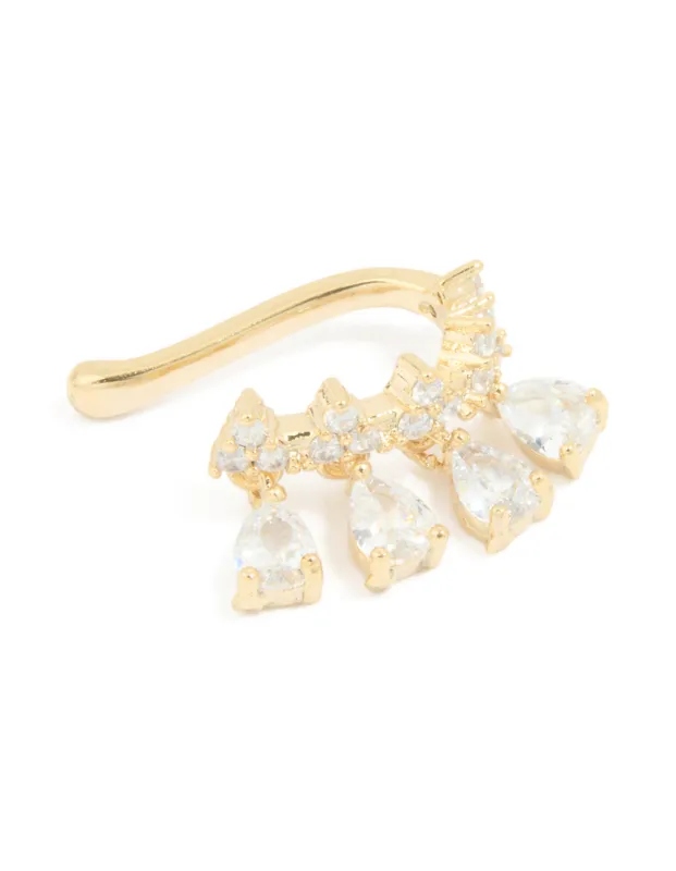 Gold Plated Cubic Zirconia Detailed Single Ear Cuff sold by lovisa