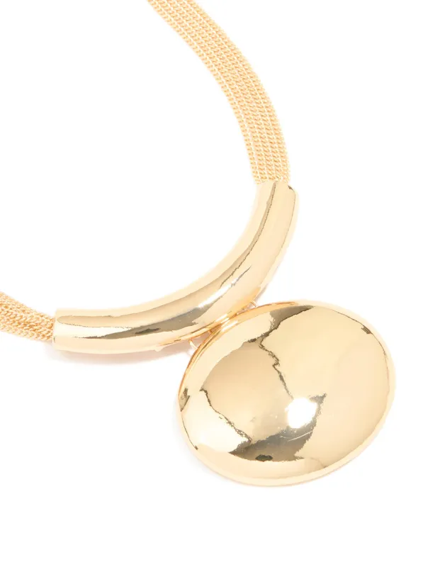 Gold Statement Circle Pendant Necklace sold by lovisa