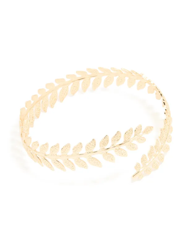 Gold Double Leaf Arm Cuff sold by lovisa