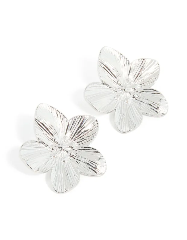 Waterproof Stainless Steel Textured Flower Stud Earrings sold by lovisa