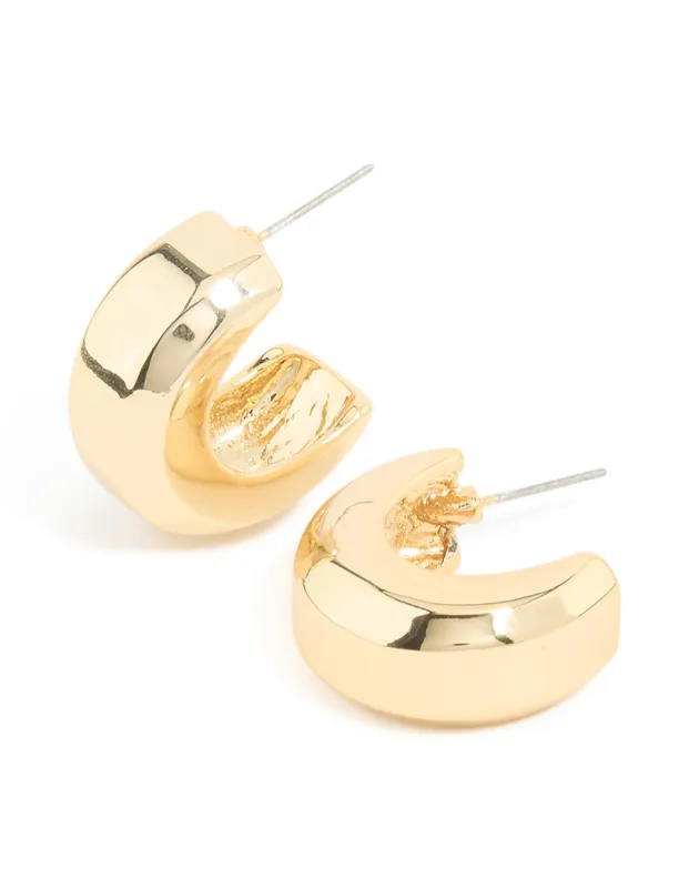 Gold Plated Square Chubby Hoop Earrings sold by lovisa