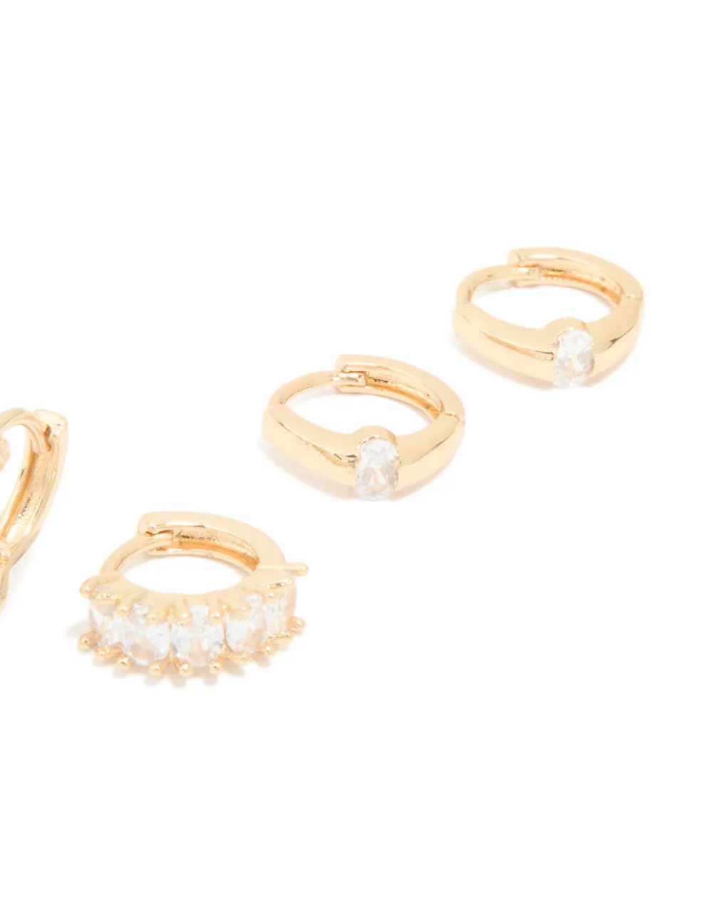 Gold Cubic Zirconia Hoop & Stud Earrings 3-Pack sold by lovisa product image thumbnail 3