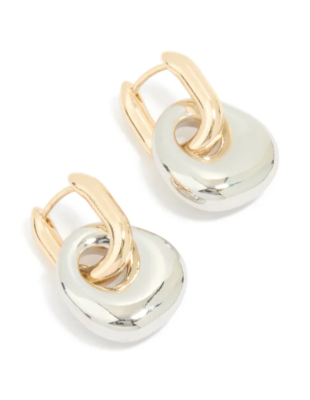 Mixed Metal Round Drop Huggie Earrings sold by lovisa