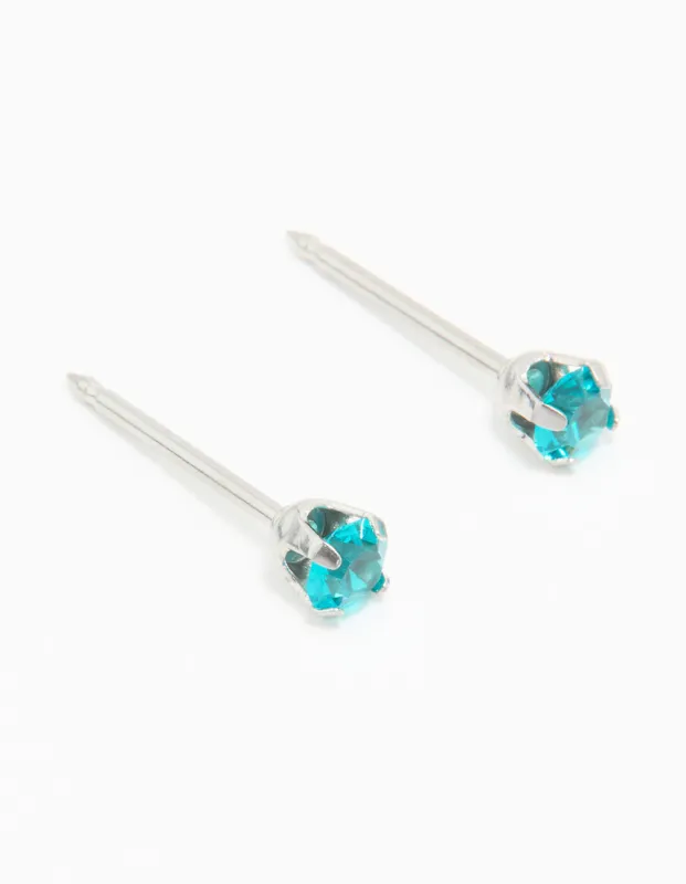 Surgical Stainless Steel Aqua Blue 3MM Cubic Zirconia Piercing Stud sold by lovisa