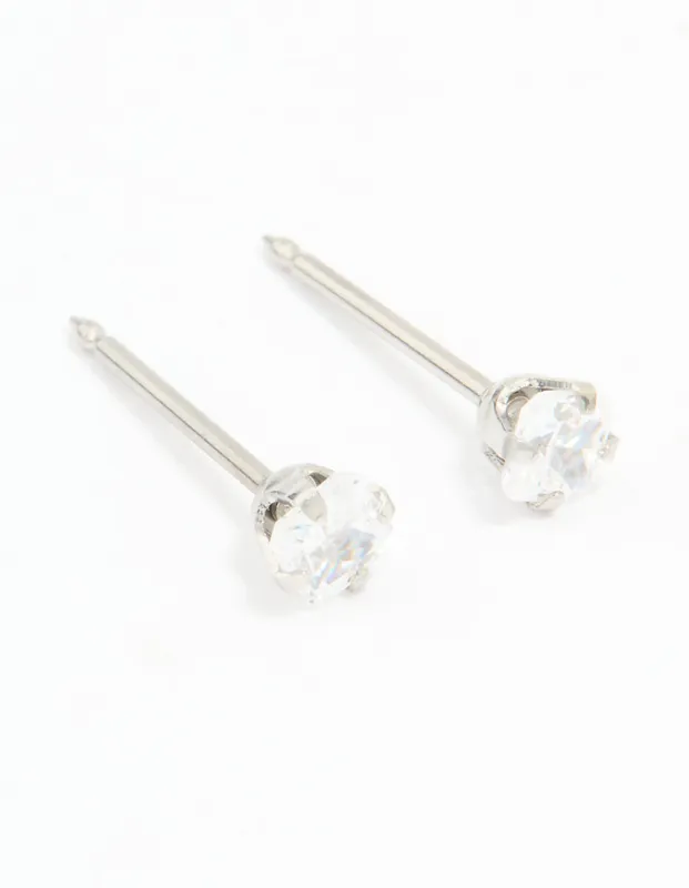 Surgical Stainless Steel 3X3MM Cubic Zirconia Princess Cut Piercing Stud sold by lovisa