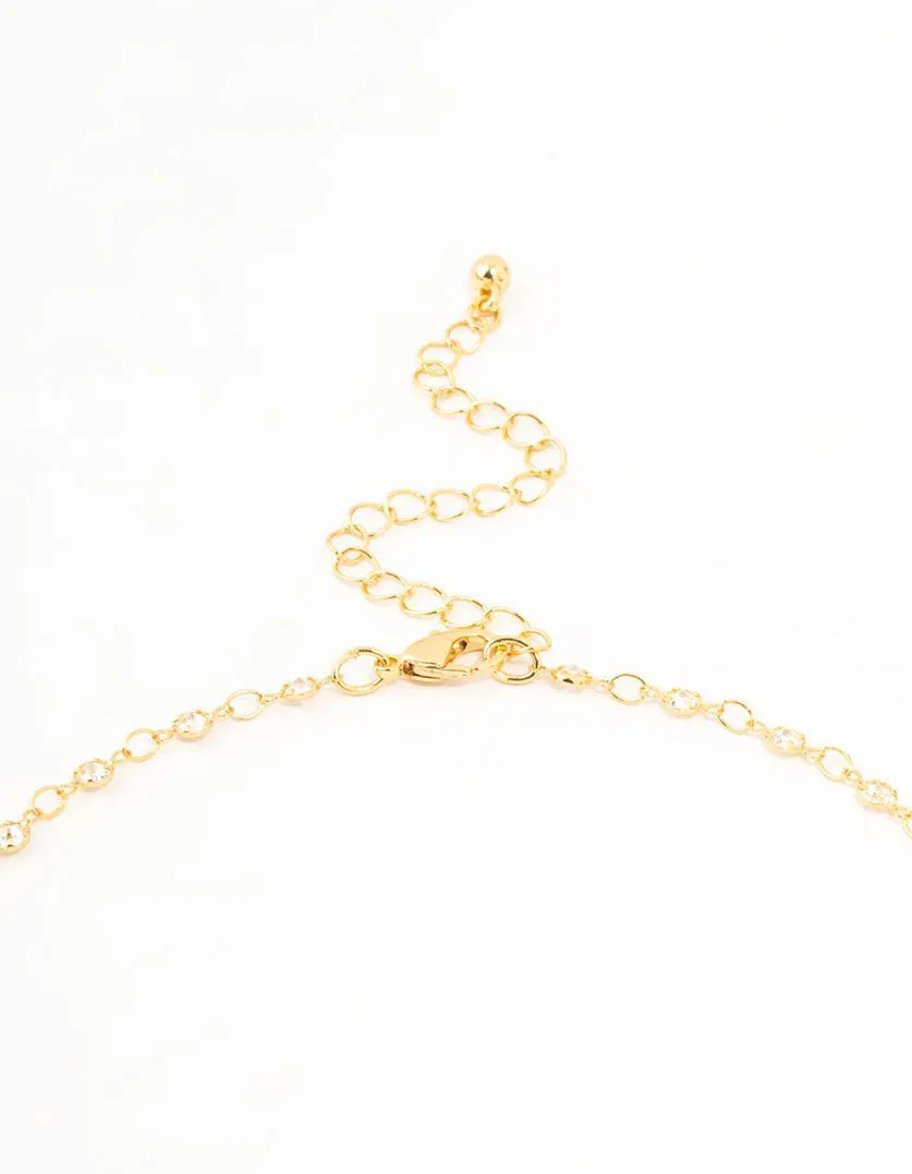 Gold Plated Station Flat Crystal Necklace sold by lovisa product image thumbnail 3