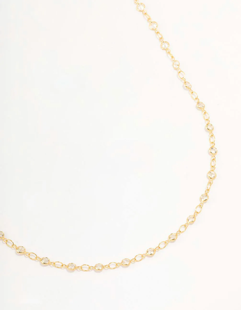 Gold Plated Station Flat Crystal Necklace sold by lovisa