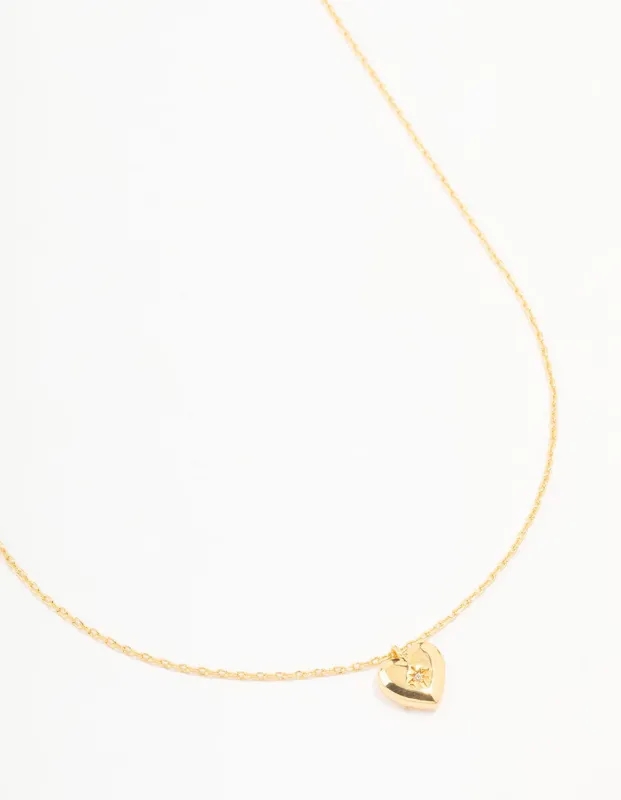 Gold Plated Cubic Zirconia Heart Pendant Necklace sold by lovisa