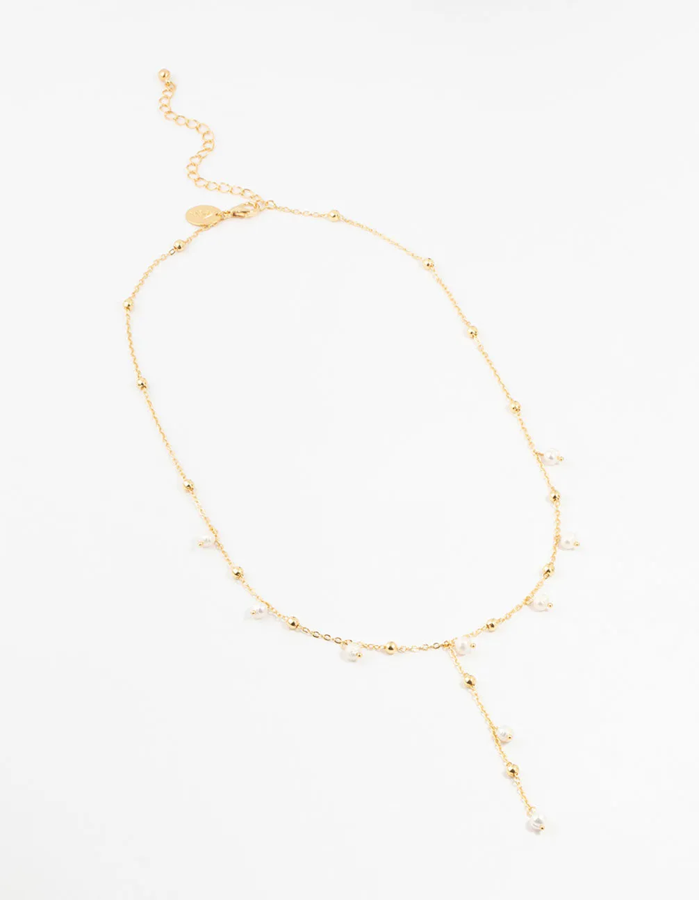 Gold Plated Alternating Pearl & Ball Y Necklace sold by lovisa product image thumbnail 2