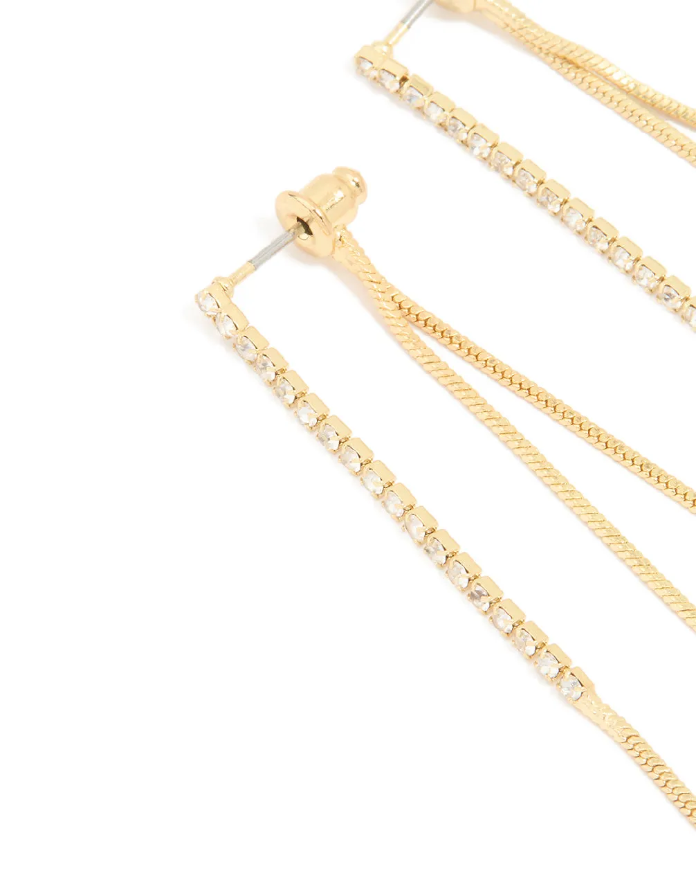 Gold Plated Diamante Snake Chain Front Back Earrings sold by lovisa product image thumbnail 2