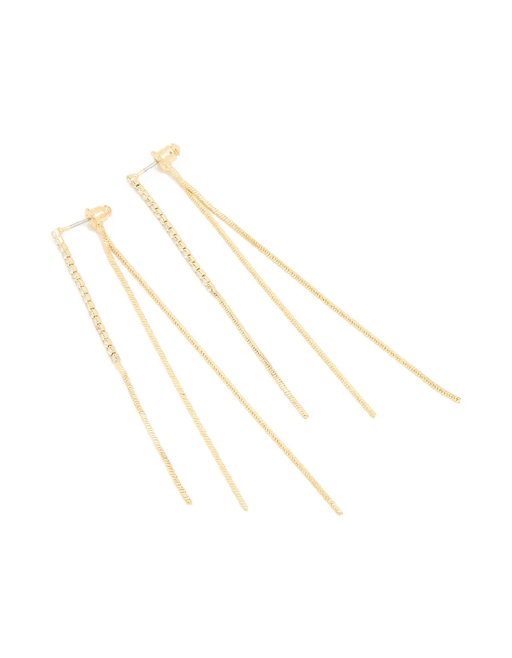 Gold Plated Diamante Snake Chain Front Back Earrings sold by lovisa