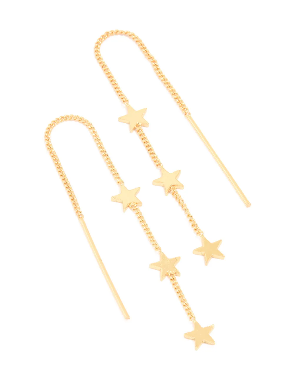Gold Plated Triple Star Thread Through Earrings sold by lovisa