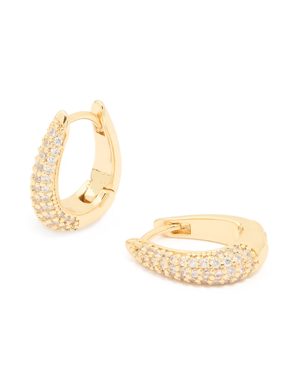 Gold Plated Cubic Zirconia Pavé Oval Hoop Earrings sold by lovisa