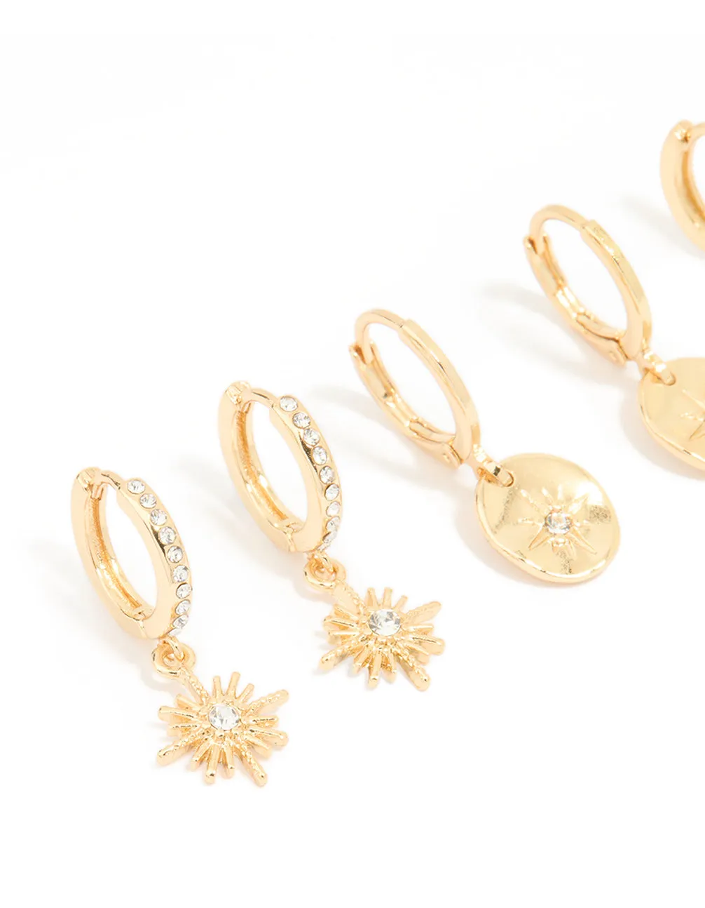 Gold Plated Diamante Celestial Huggie Earrings 3-Pack sold by lovisa product image thumbnail 2