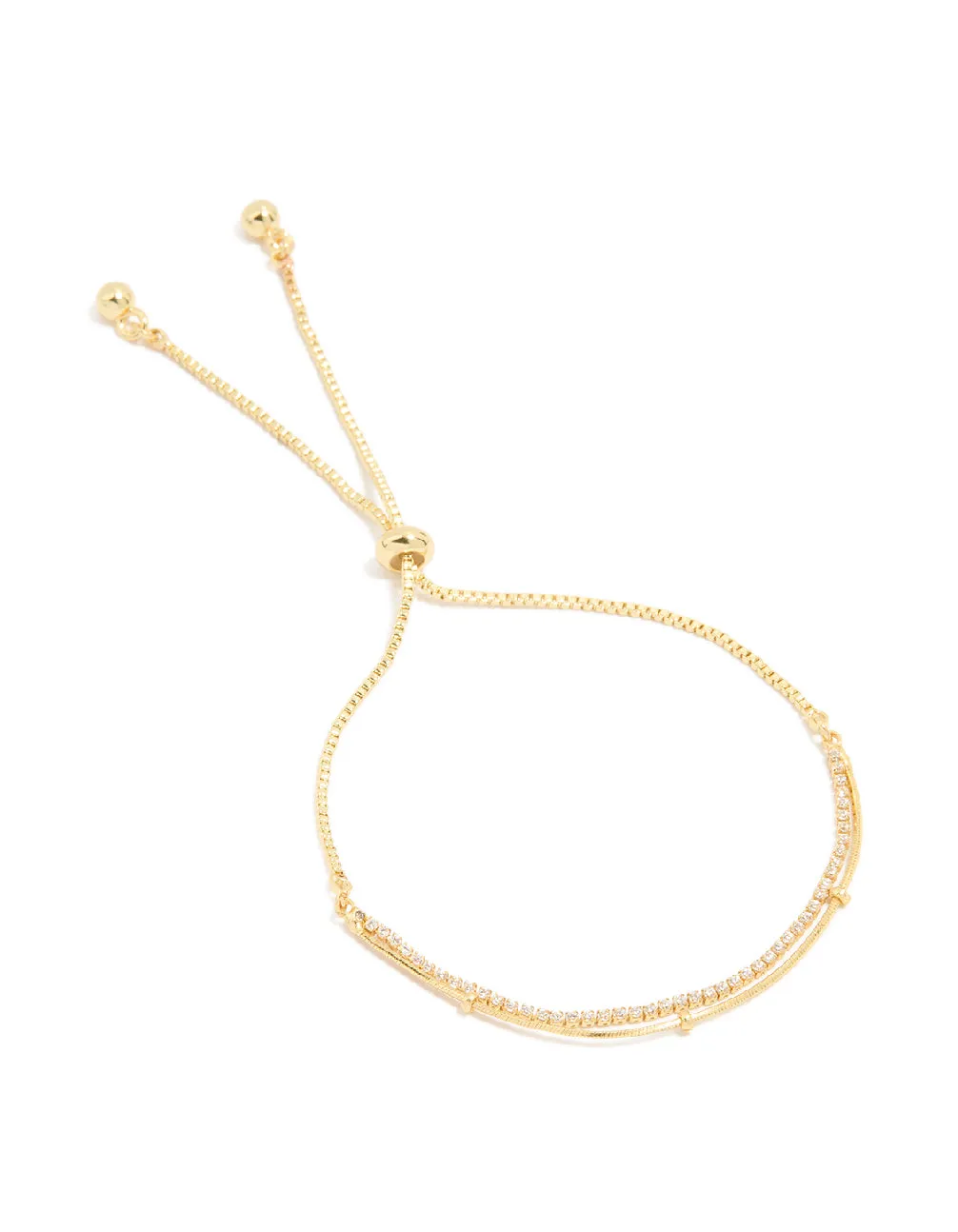 Gold Plated Cubic Zirconia Layered Toggle Bracelet sold by lovisa