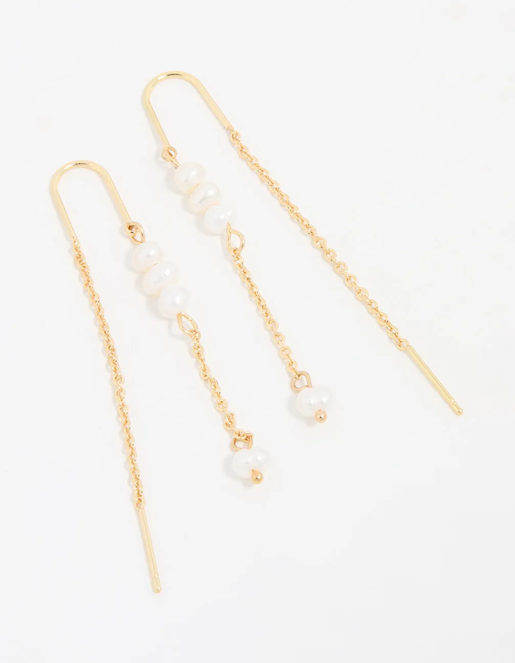 Gold Plated Freshwater Pearl Drop Threader Earrings sold by lovisa