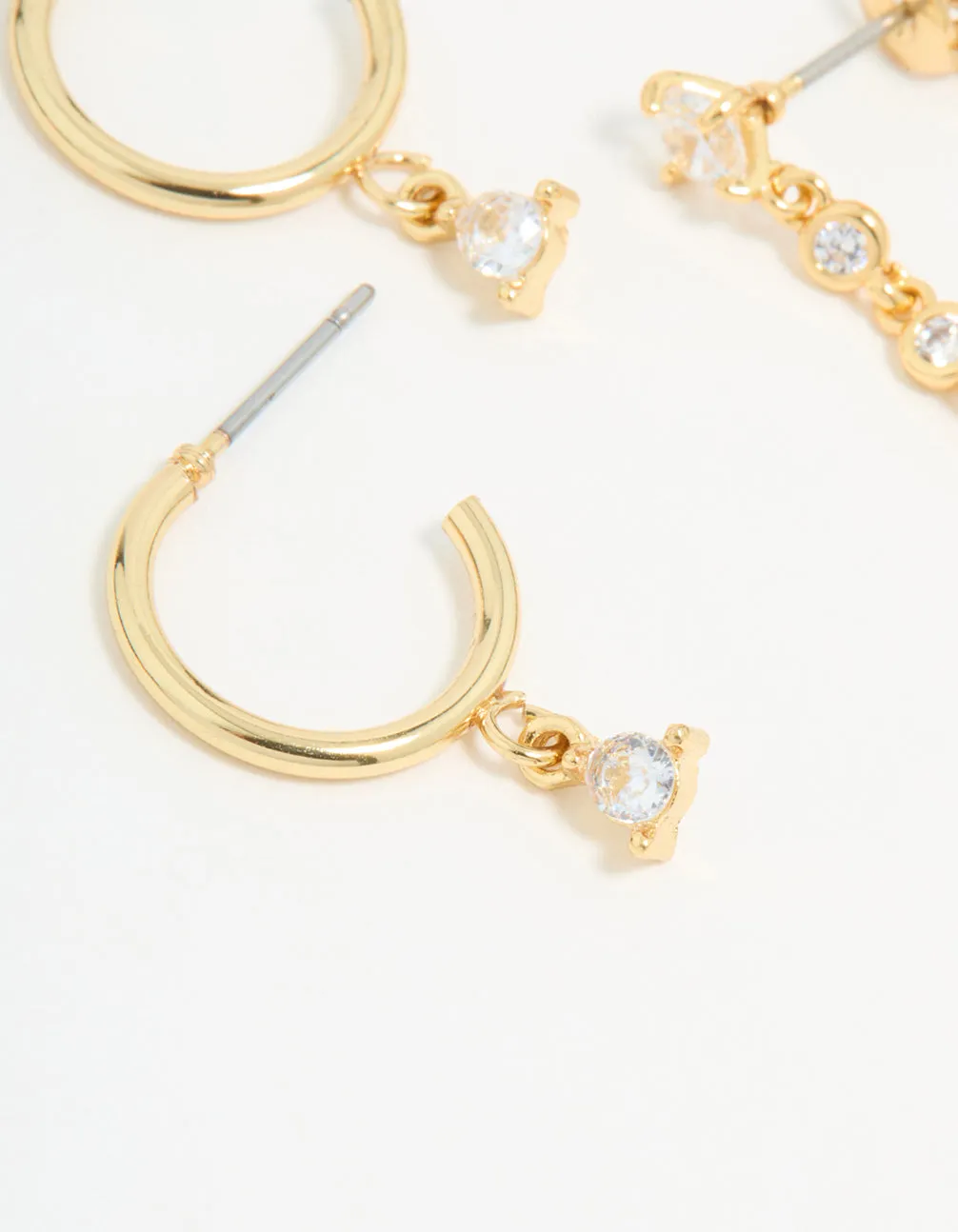 Gold Plated Cubic Zirconia Stud & Chain Earrings 2-Pack sold by lovisa product image thumbnail 2