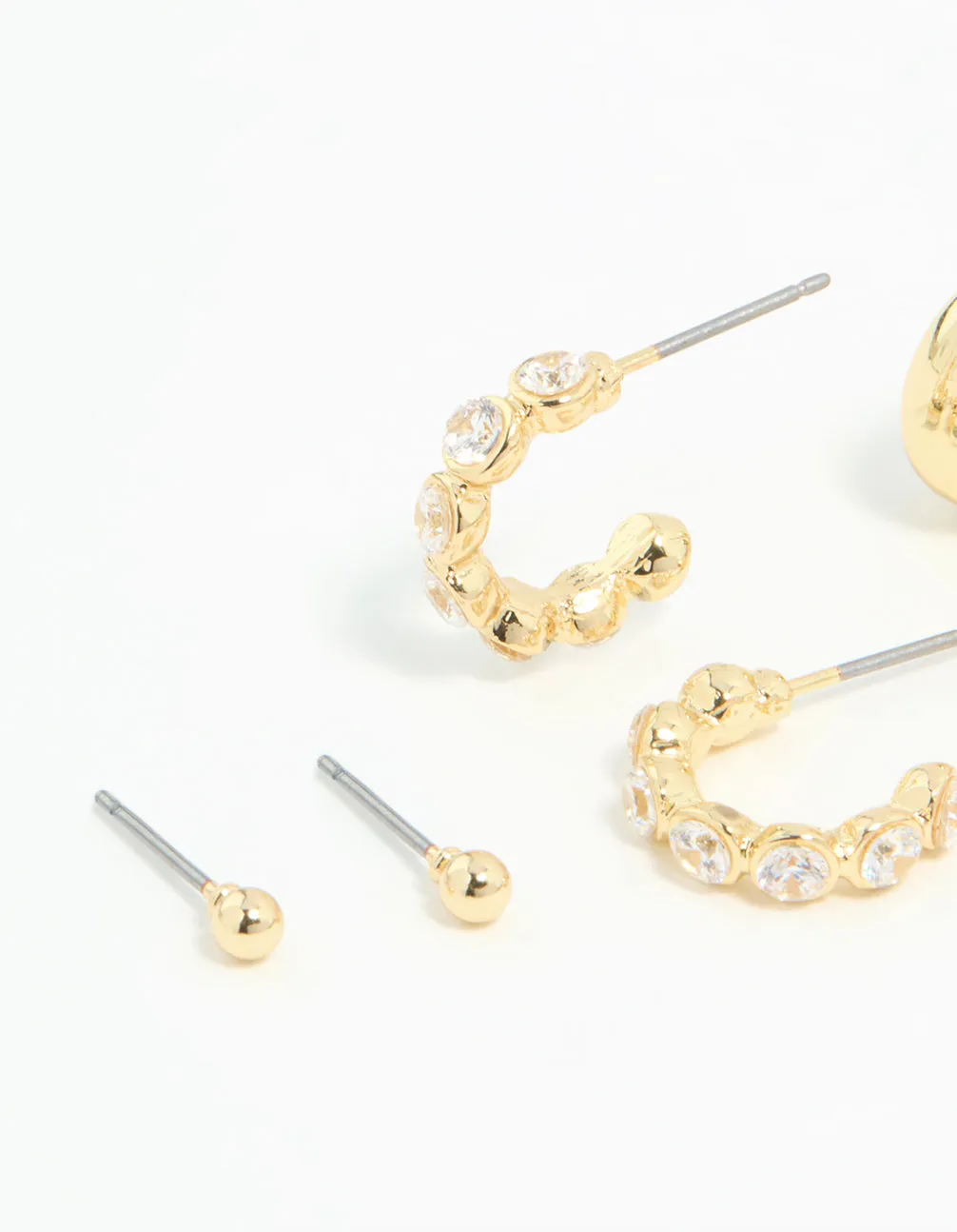 Gold Plated Cubic Zirconia Bezel Set Hoop & Stud Earrings 4-Pack sold by lovisa product image thumbnail 2