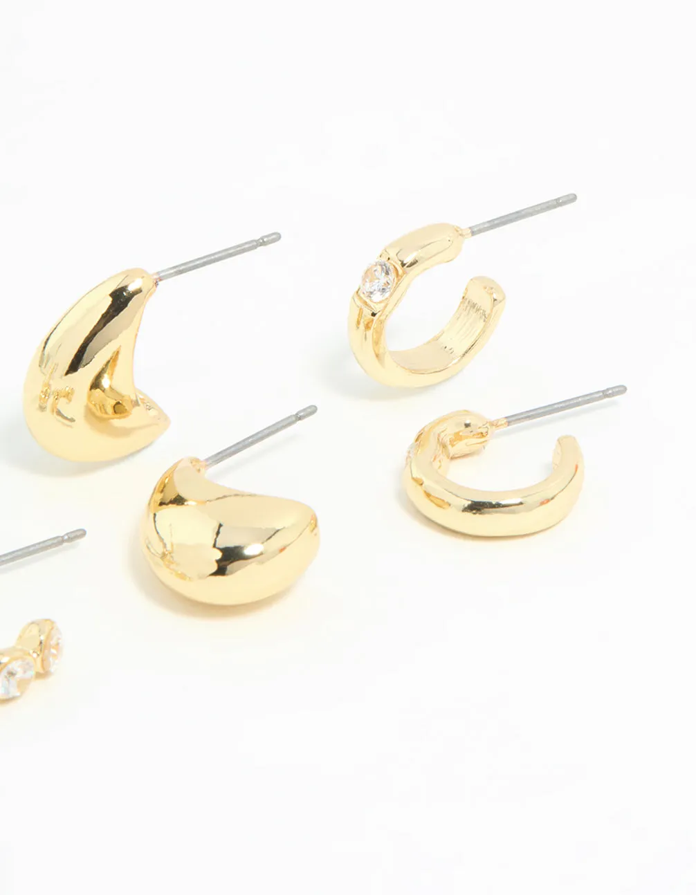 Gold Plated Cubic Zirconia Bezel Set Hoop & Stud Earrings 4-Pack sold by lovisa product image thumbnail 3