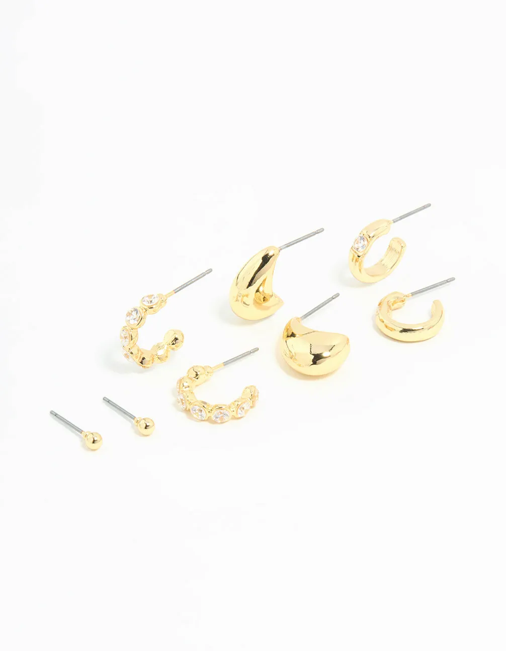 Gold Plated Cubic Zirconia Bezel Set Hoop & Stud Earrings 4-Pack sold by lovisa