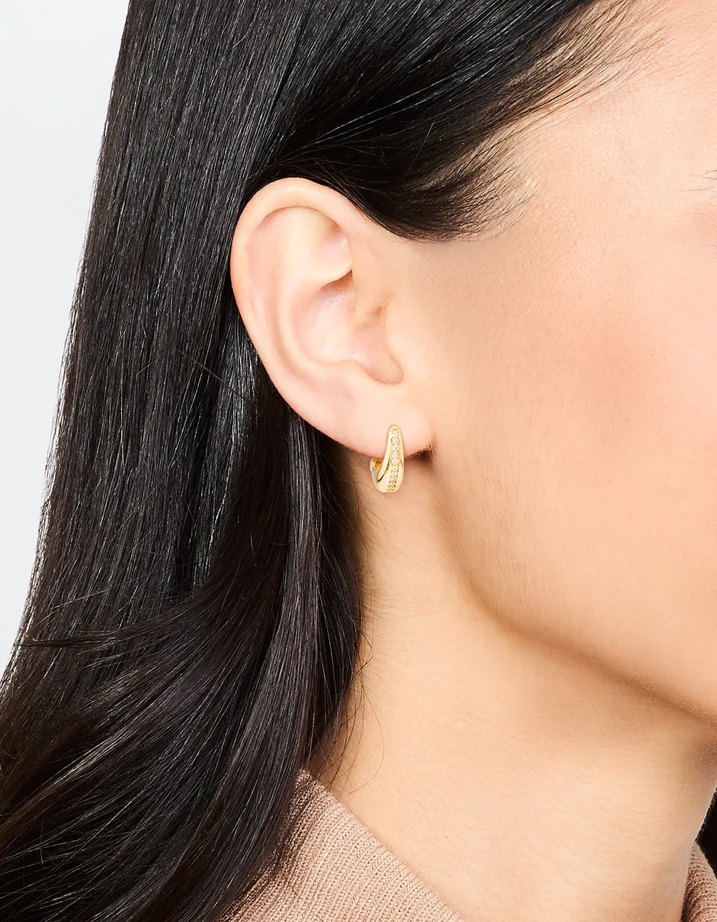 Gold Plated Cubic Zirconia Teardrop Hoop Earrings sold by lovisa product image thumbnail 2