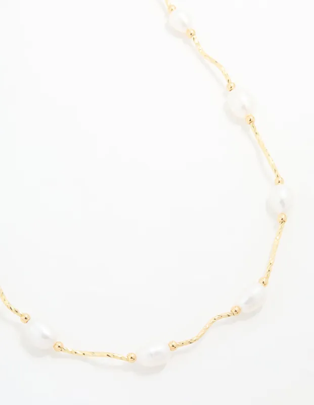 Gold Plated Freshwater Pearl Necklace sold by lovisa