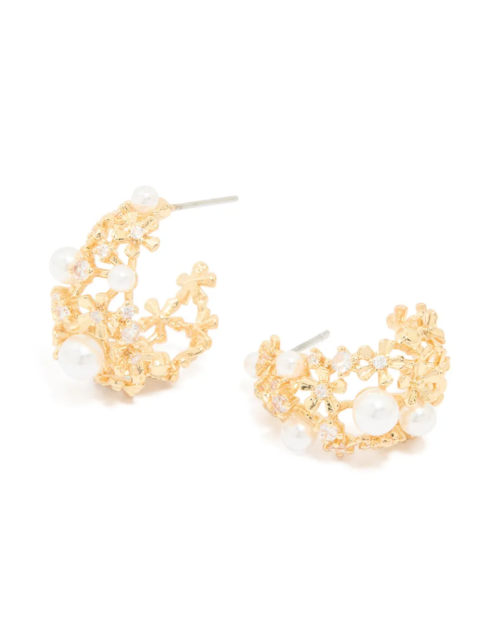 Gold Plated Acrylic Flower Graduating Huggie Earrings sold by lovisa