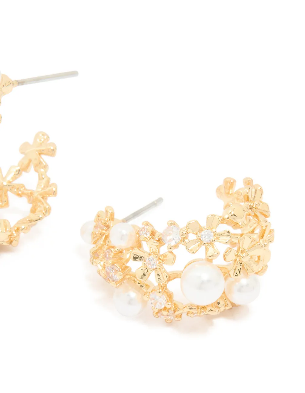 Gold Plated Acrylic Flower Graduating Huggie Earrings sold by lovisa product image thumbnail 3