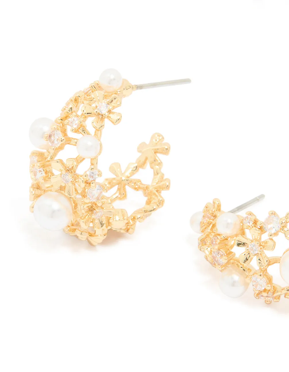 Gold Plated Acrylic Flower Graduating Huggie Earrings sold by lovisa product image thumbnail 2