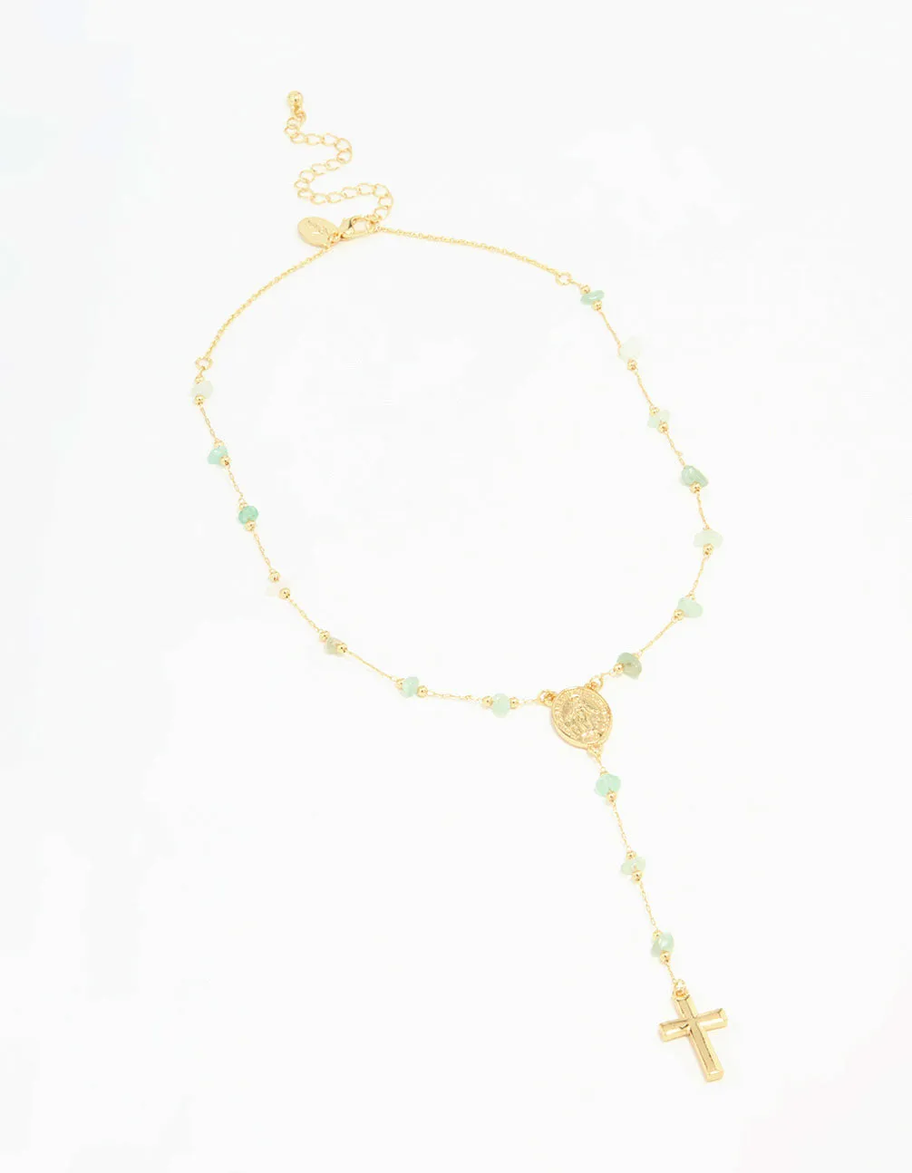 Gold Plated Green Semi Precious Cross Y-Necklace sold by lovisa product image thumbnail 4