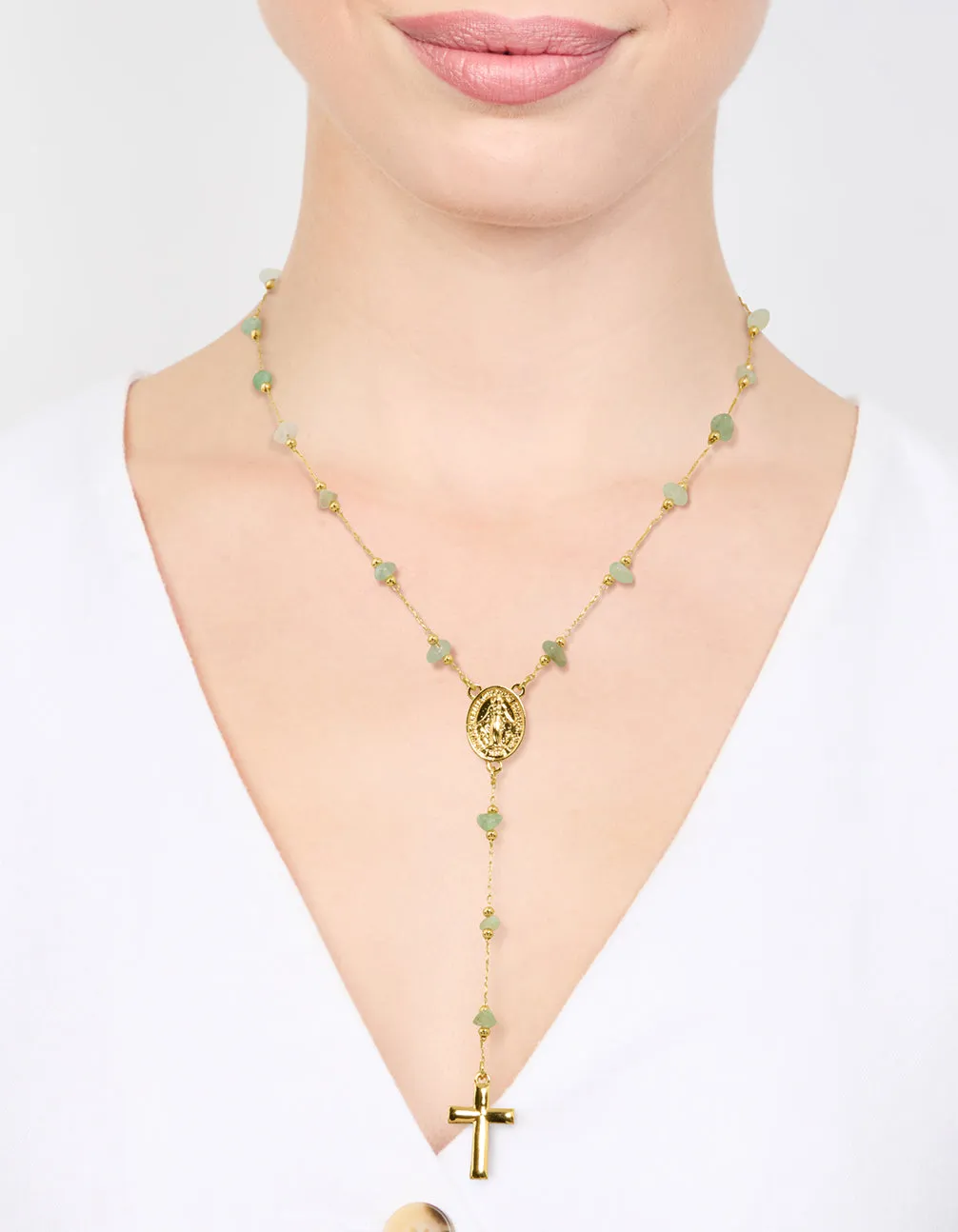 Gold Plated Green Semi Precious Cross Y-Necklace sold by lovisa product image thumbnail 2