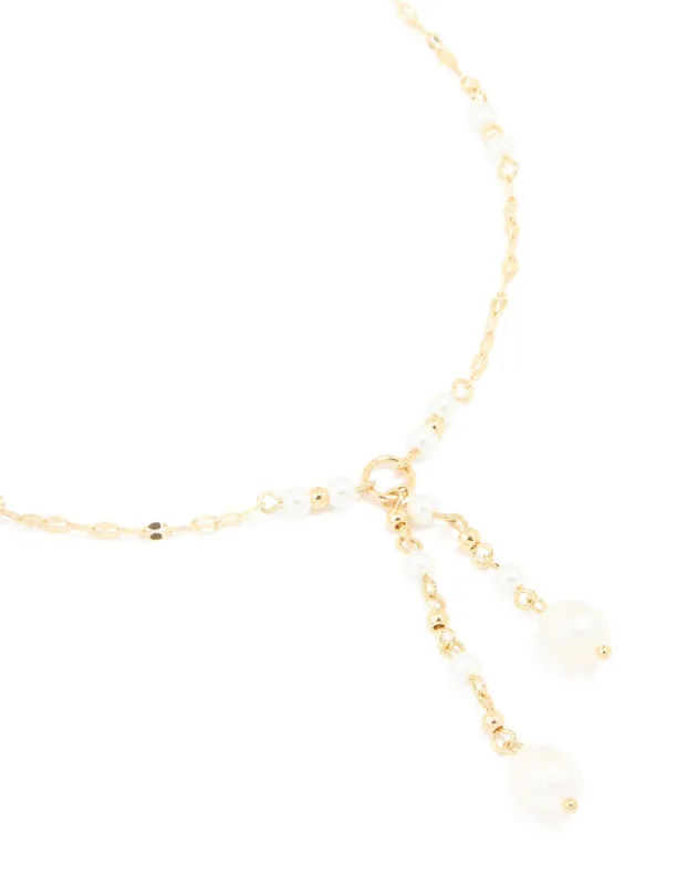 Gold Plated Freshwater Pearl Chain Drop Y-Necklace sold by lovisa