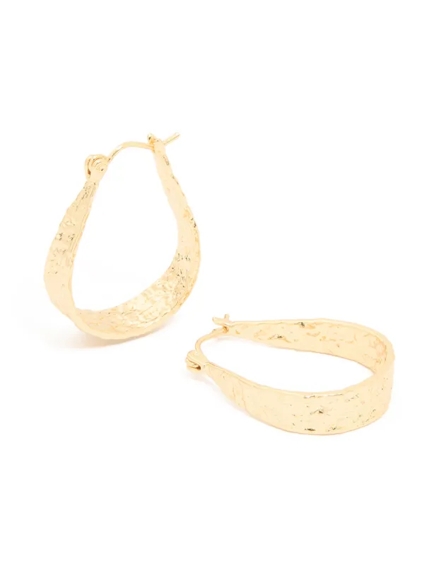 Gold Plated Molten Teardrop Hoop Earrings sold by lovisa