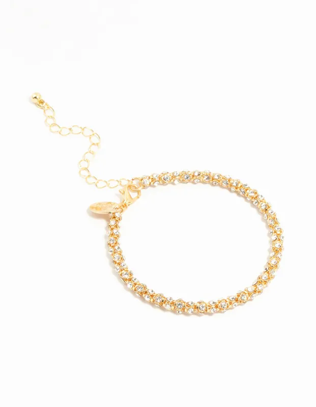 Gold Plated Diamante Fireball Bracelet Chain Bracelet sold by lovisa