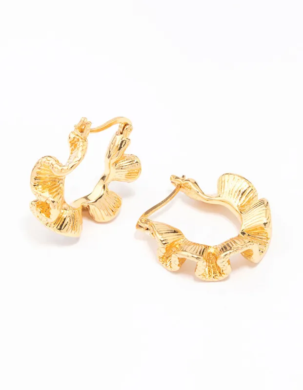 Gold Plated Frill Edge Hoop Earrings sold by lovisa