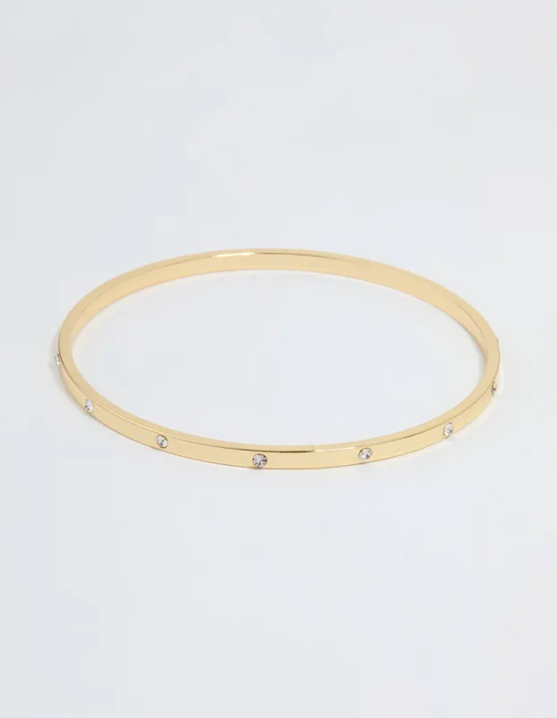 Gold Plated Diamante Inlay Bangle sold by lovisa