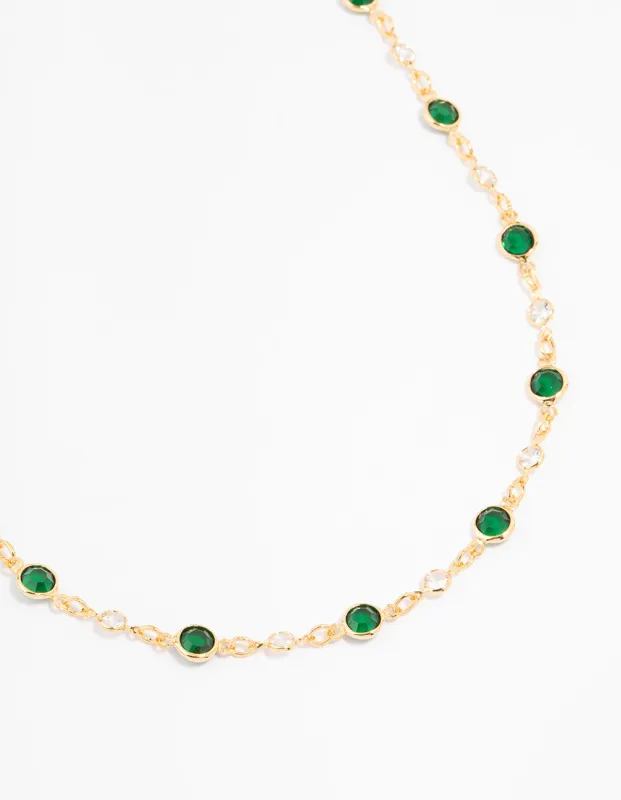 Gold Plated Emerald Round Station Necklace sold by lovisa
