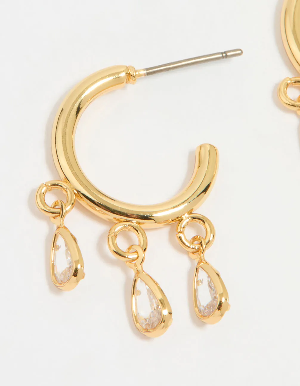 Gold Plated Cubic Zirconia Trio Droplet Hoop Earrings sold by lovisa product image thumbnail 2