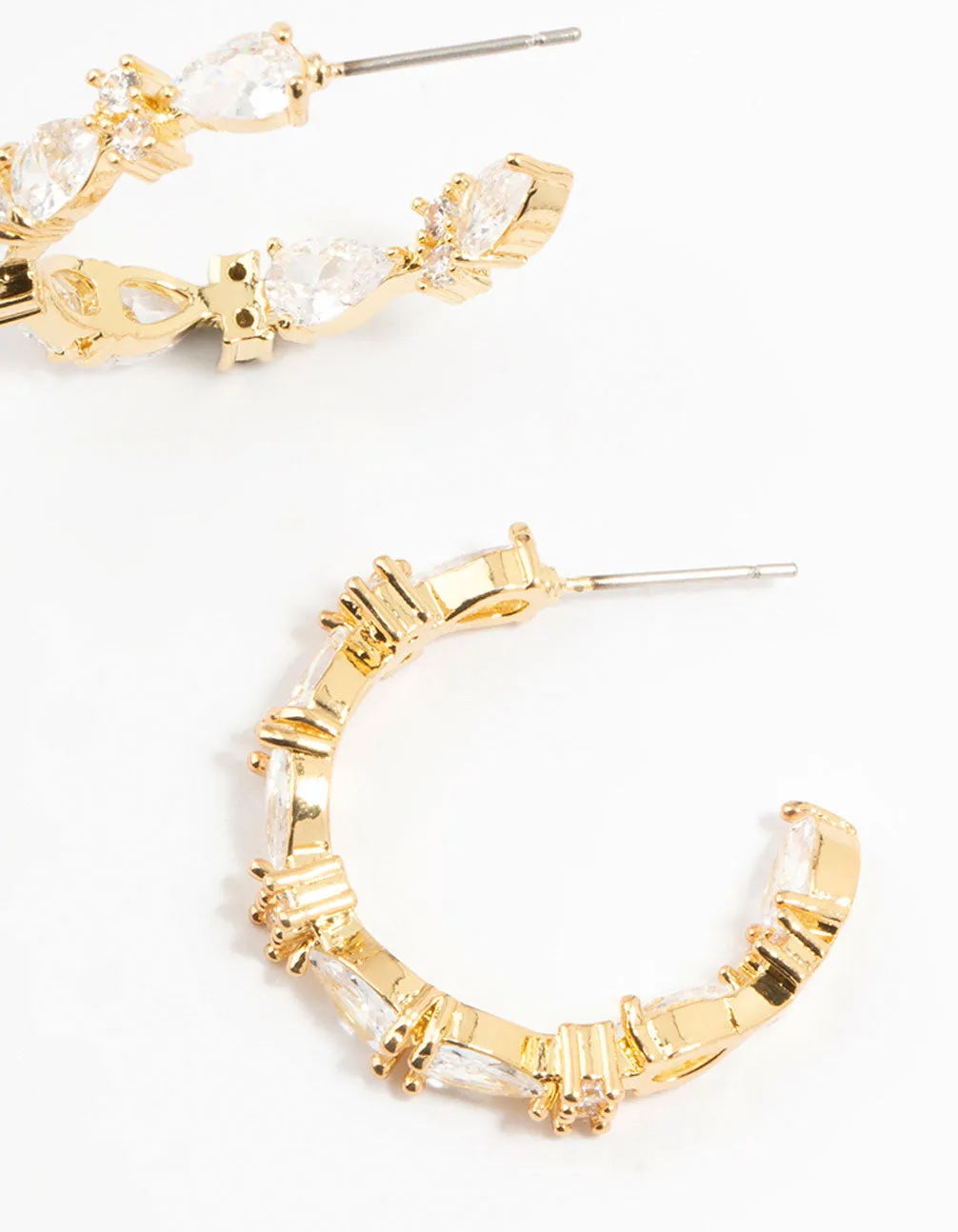 Gold Plated Pear Cut Cubic Zirconia Hoop Earrings sold by lovisa product image thumbnail 3