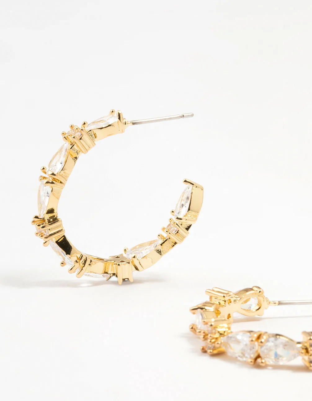 Gold Plated Pear Cut Cubic Zirconia Hoop Earrings sold by lovisa product image thumbnail 2