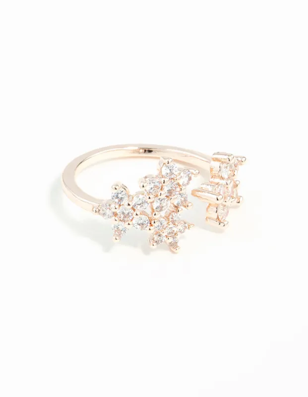 Rose Gold Cubic Zirconia Flower Ring sold by lovisa