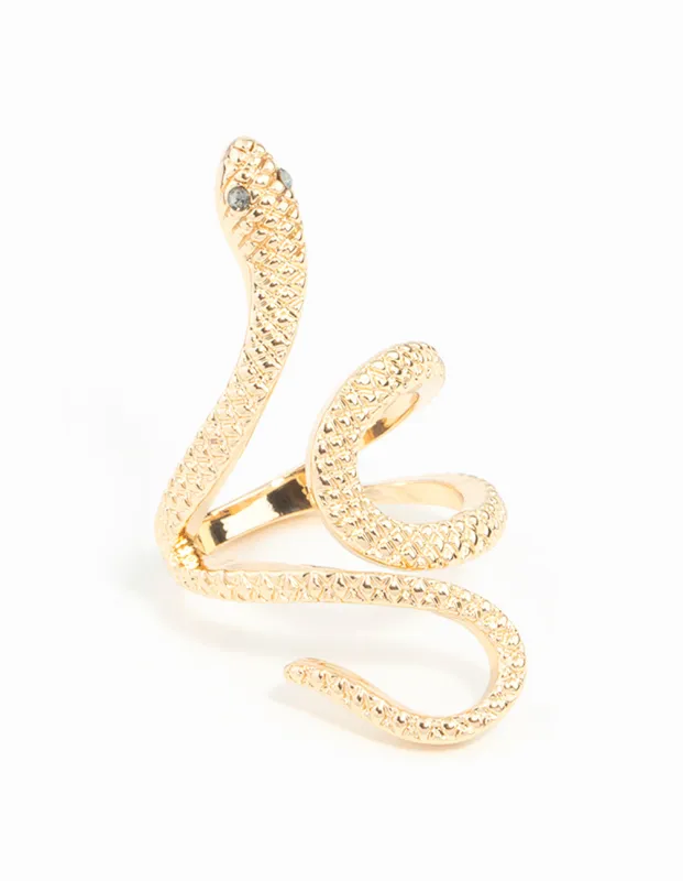 Gold Etched Snake Ring sold by lovisa
