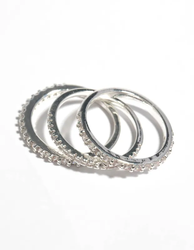 Silver Cubic Zirconia Fine Ring Stack sold by lovisa