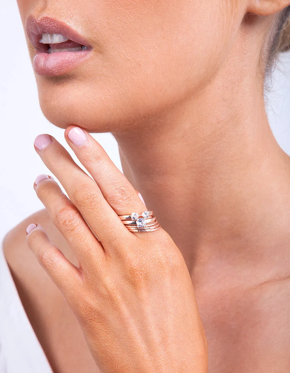 Rose Gold Cubic Zirconia 5 Band Ring Stack sold by lovisa product image thumbnail 2