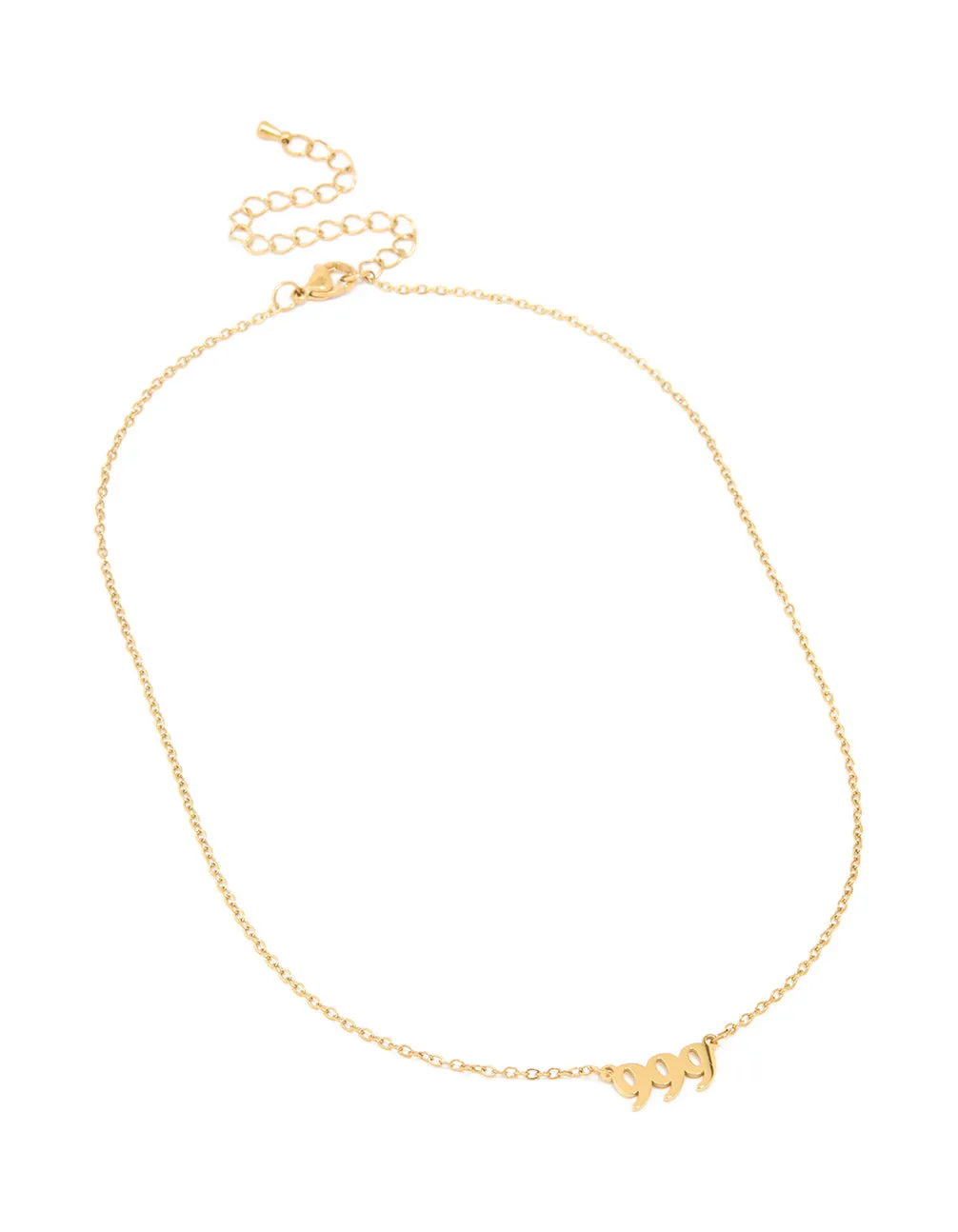 Waterproof Gold Plated Stainless Steel Angel Number 999 Necklace sold by lovisa product image thumbnail 2