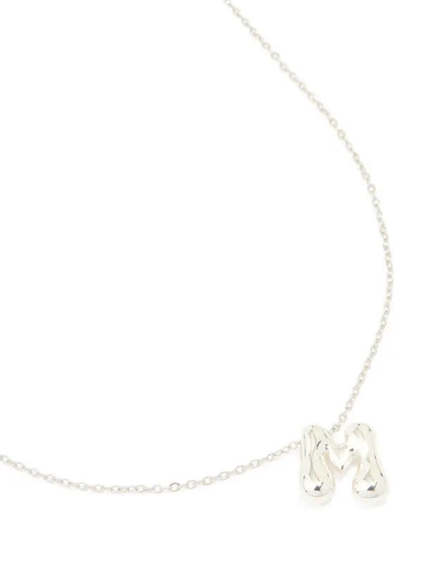Waterproof Stainless Steel Large Bubble Letter M Necklace sold by lovisa