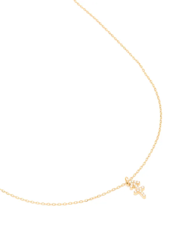 Waterproof Gold Plated Stainless Steel Cubic Zirconia Sagittarius Necklace sold by lovisa