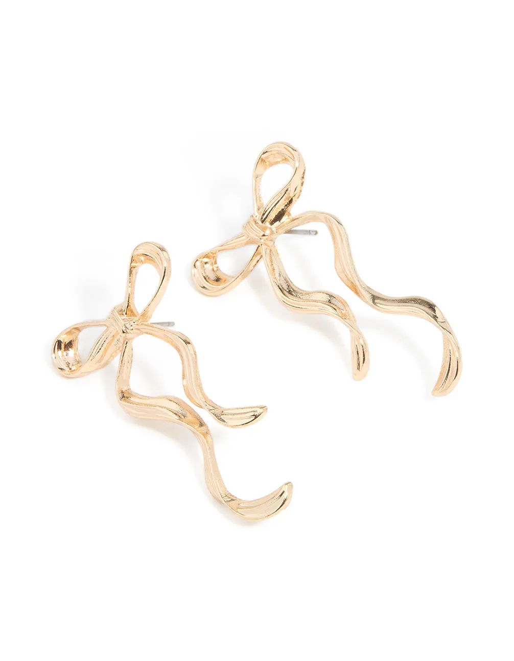 Gold Dangle Bow Stud Earrings sold by lovisa