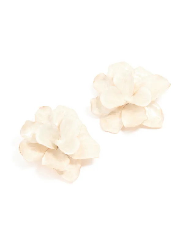 Gold White Enamel Full Flower Earrings sold by lovisa